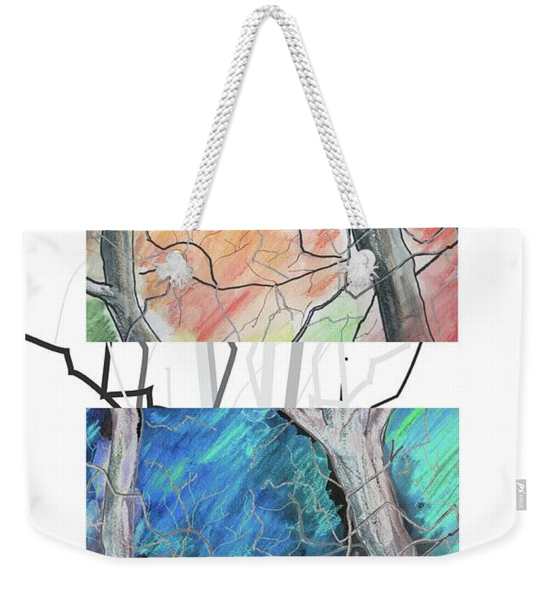 Contemporary Weekender Tote Bag featuring the digital art Two Trees by Ted Clifton