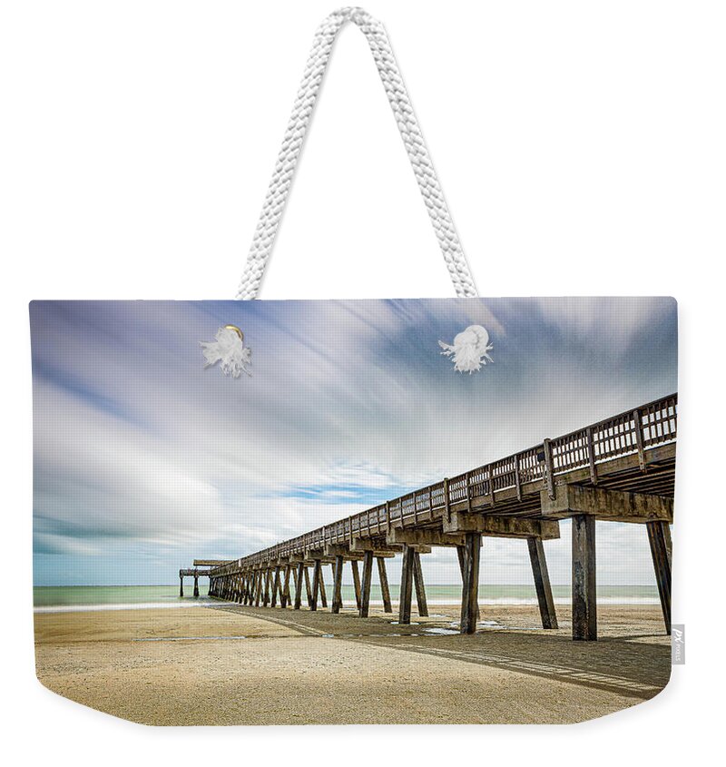 Georgia Weekender Tote Bag featuring the photograph Tybee Island Pier by David Downs