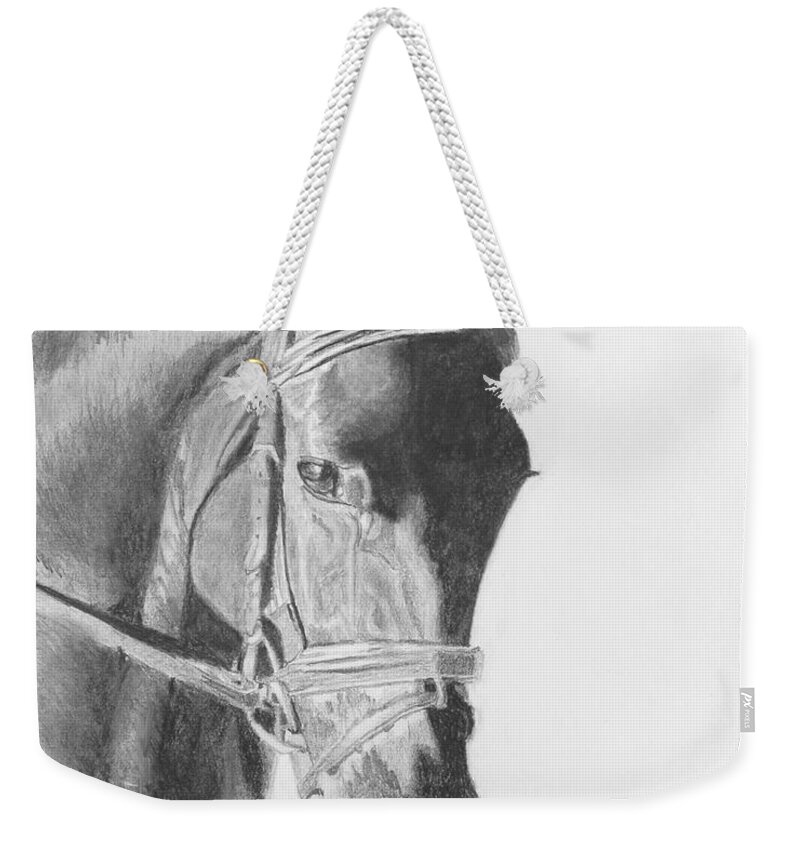 Horse Weekender Tote Bag featuring the drawing Tyberius by Quwatha Valentine