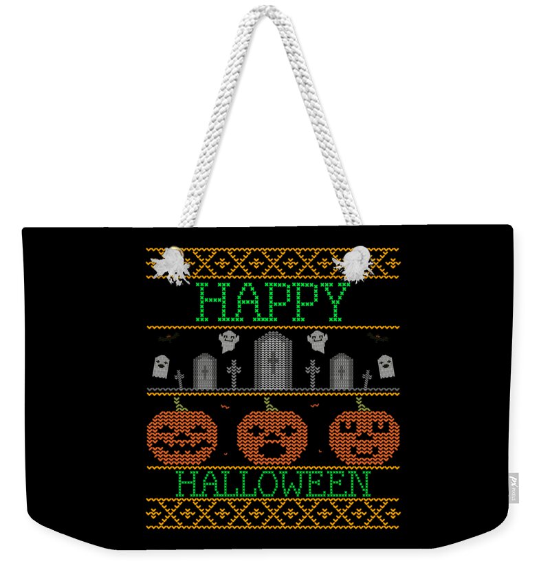 Cool Weekender Tote Bag featuring the digital art Ugly Halloween Sweater by Flippin Sweet Gear