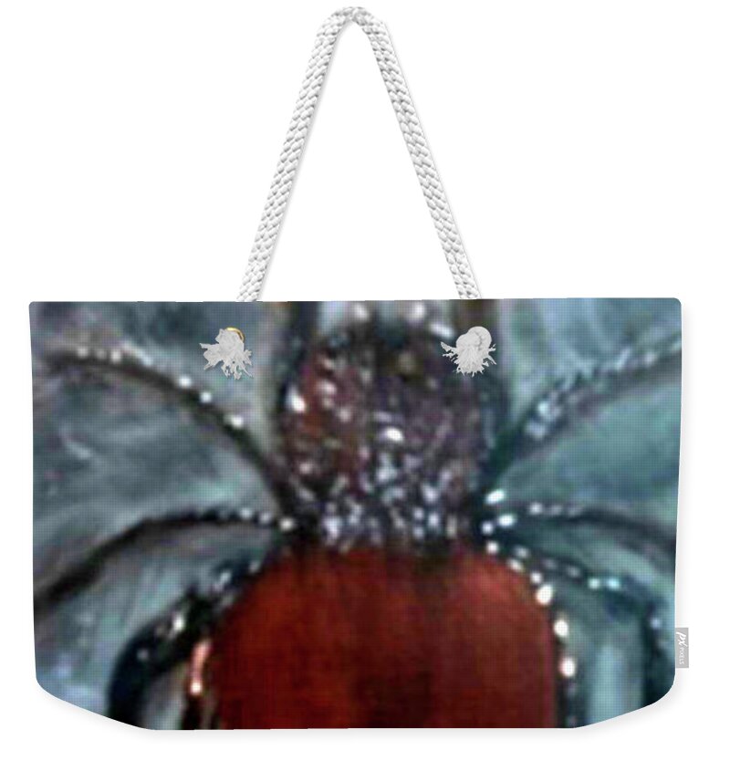 Ugly Weekender Tote Bag featuring the painting Ugly Spider by Anna Adams
