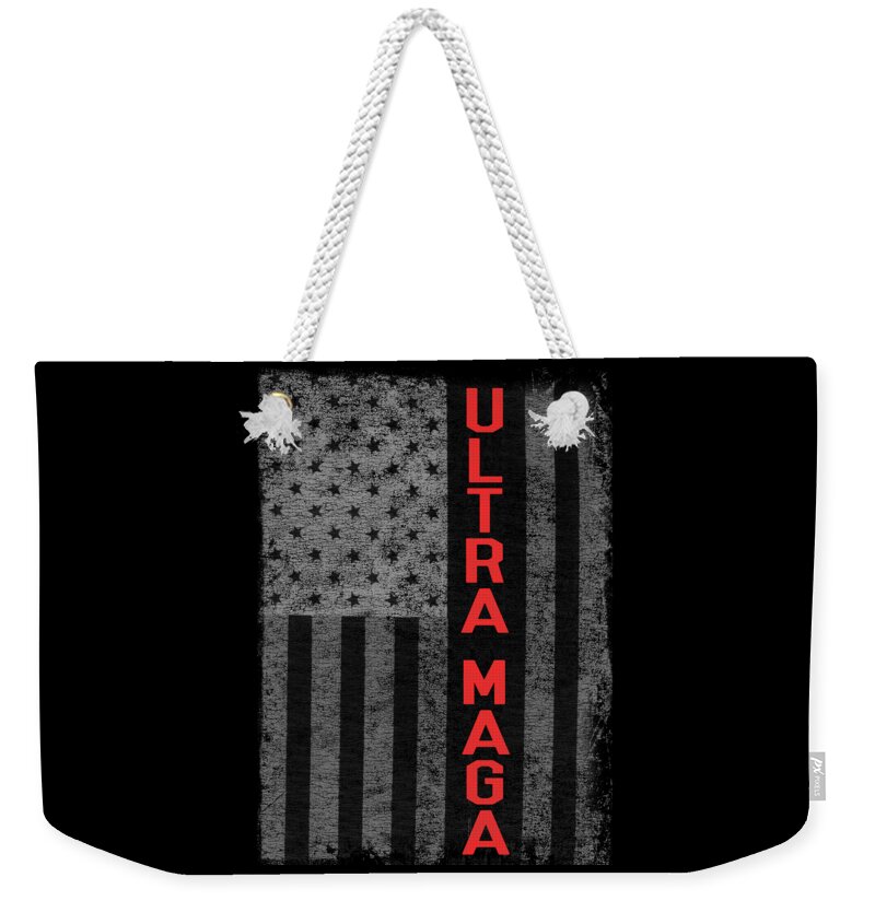 Cool Weekender Tote Bag featuring the digital art Ultra Maga US Flag by Flippin Sweet Gear