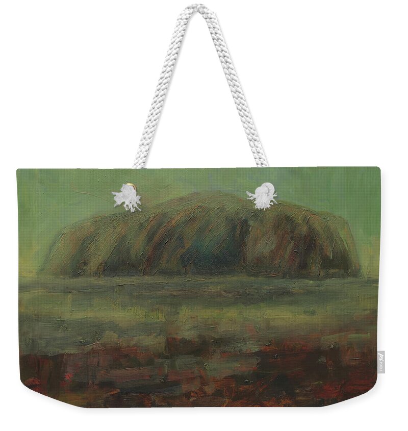 Uluru Weekender Tote Bag featuring the painting Uluru, sacred mountain by Nop Briex