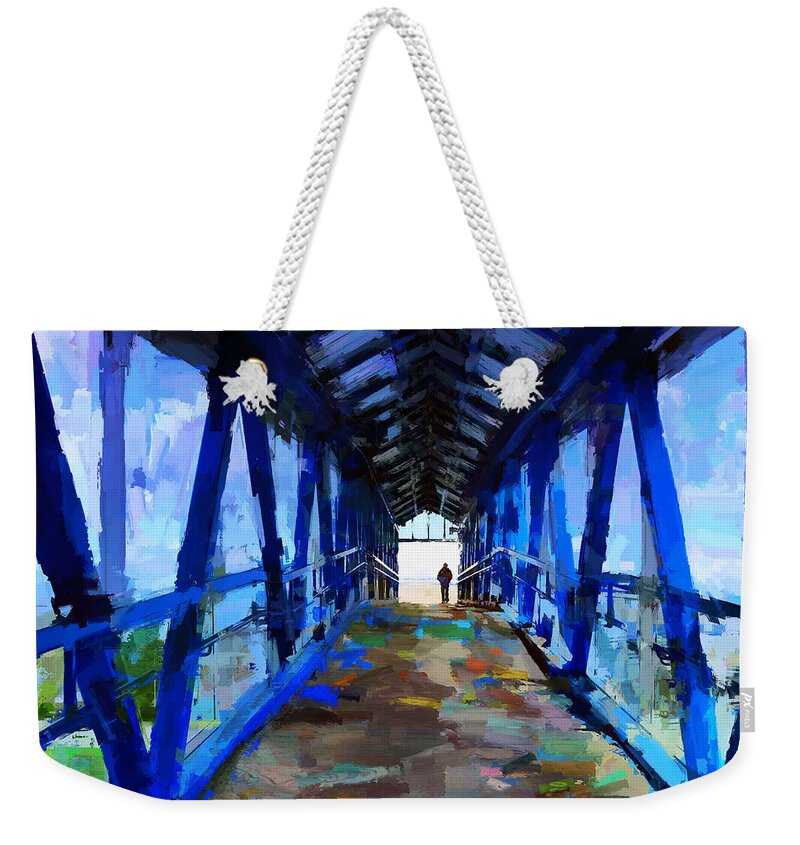 Bridge Weekender Tote Bag featuring the photograph Under the blue bridge by Tatiana Travelways