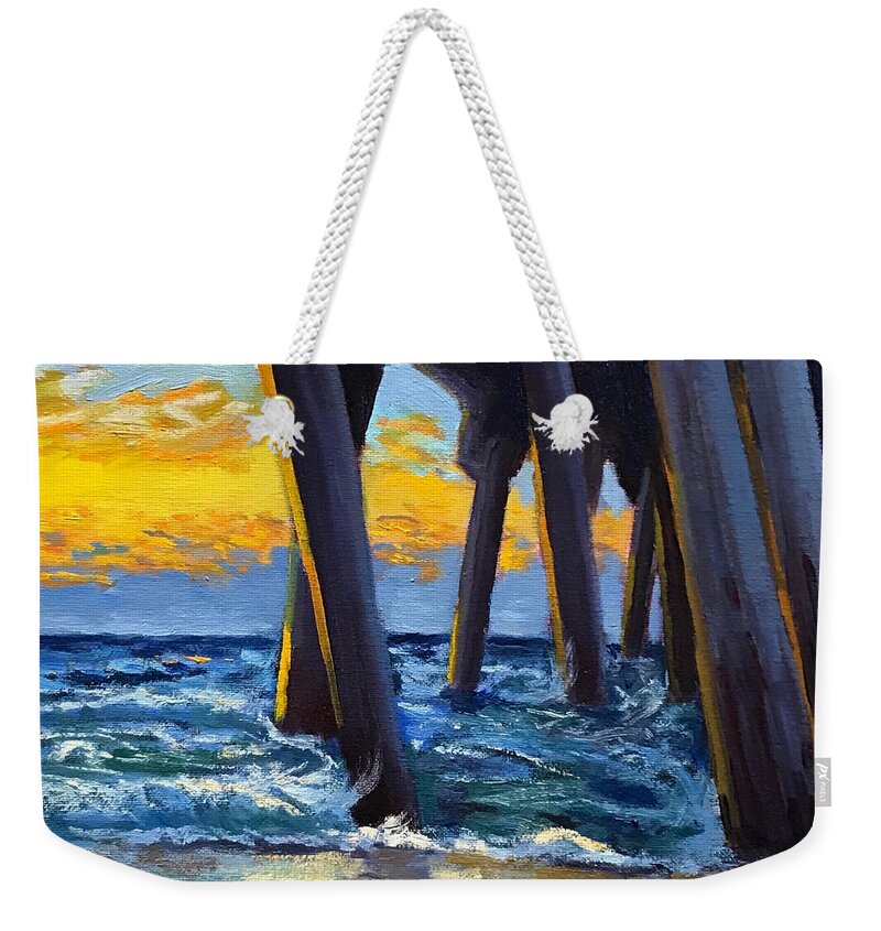 Boardwalk Weekender Tote Bag featuring the painting Under the Boardwalk by Lisa Marie Smith