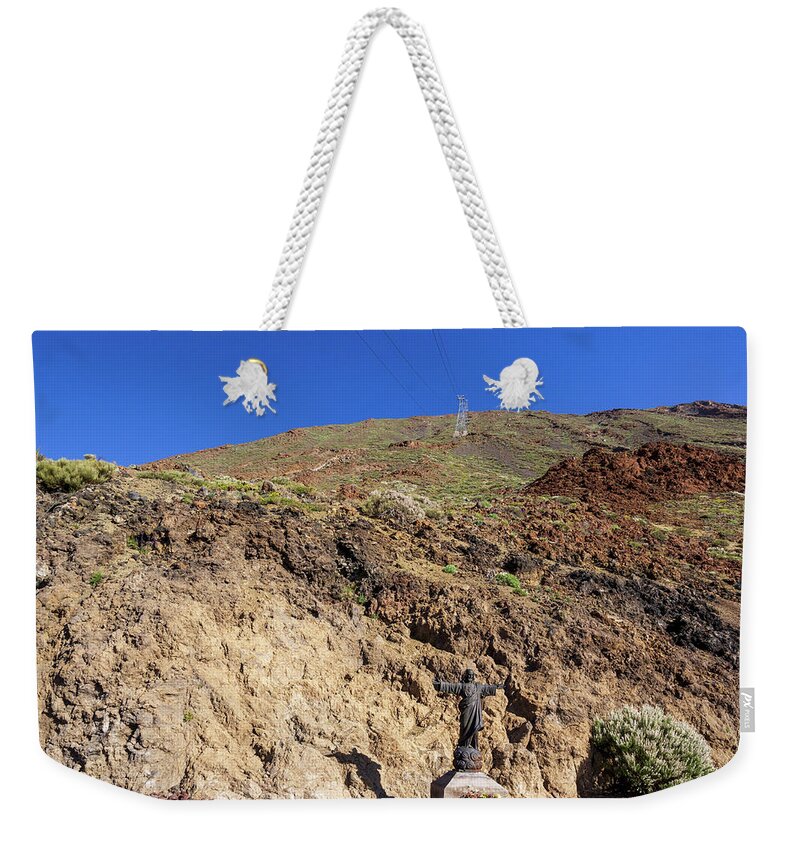 Mountains Weekender Tote Bag featuring the photograph Under the cableway to Mount Teide by Sun Travels