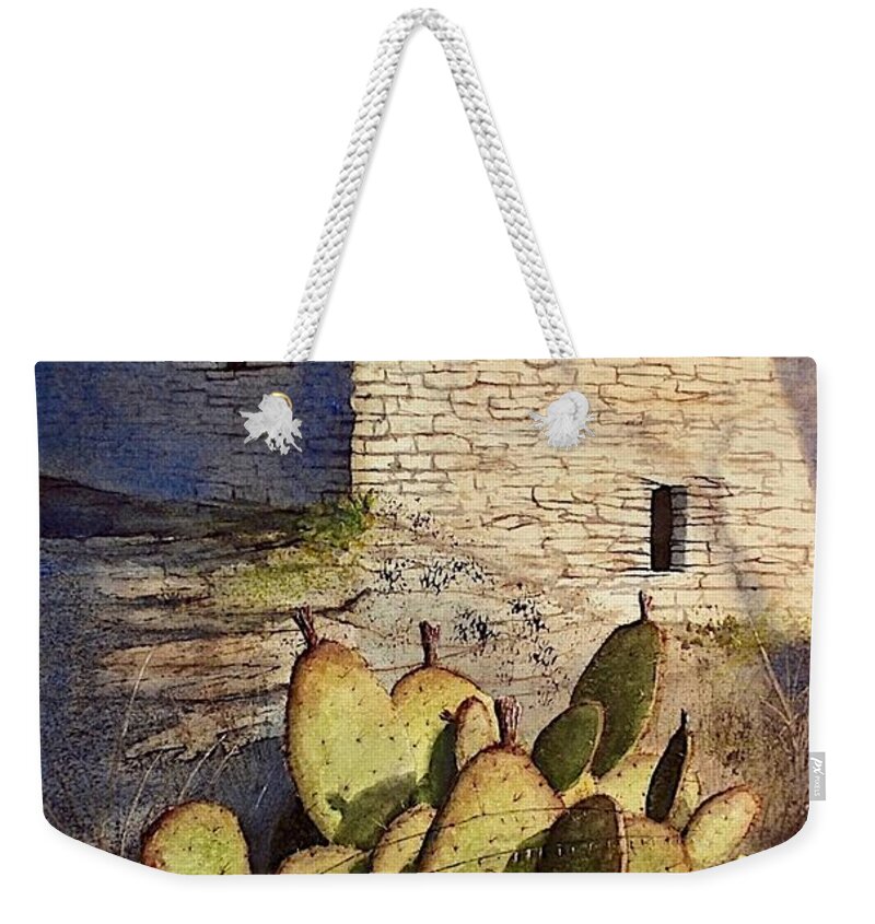 The Gila Cliff Dwellings National Monument In New Mexico Gila Wilderness. Fabulous! Weekender Tote Bag featuring the painting Under The Cliff by John Glass