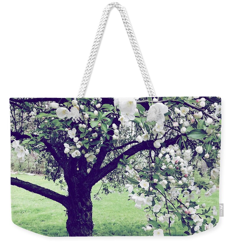Crab Apple Weekender Tote Bag featuring the photograph Under The Crab Apple Tree by Onedayoneimage Photography
