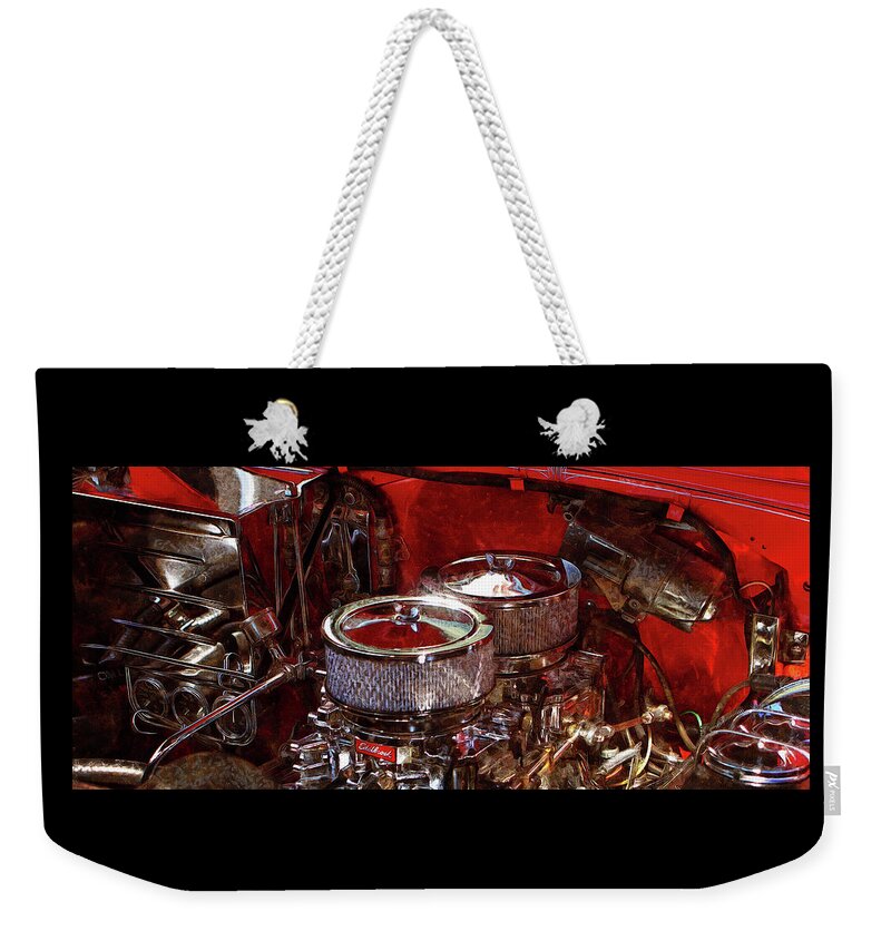 Automotive Art Weekender Tote Bag featuring the photograph Under The Hood by Thom Zehrfeld