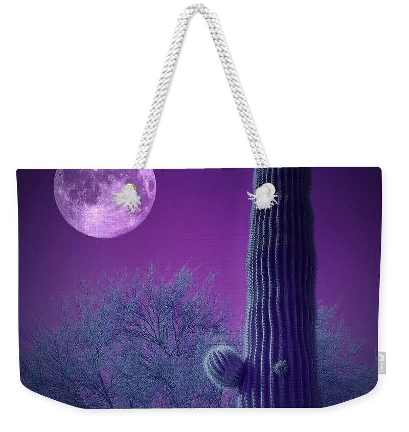 Moon Weekender Tote Bag featuring the photograph Under the Purple Moon by Barbara Zahno