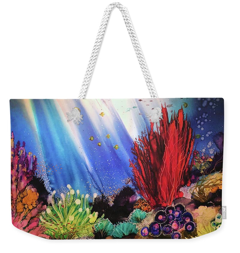  Weekender Tote Bag featuring the painting Under the Sea by Julie Tibus