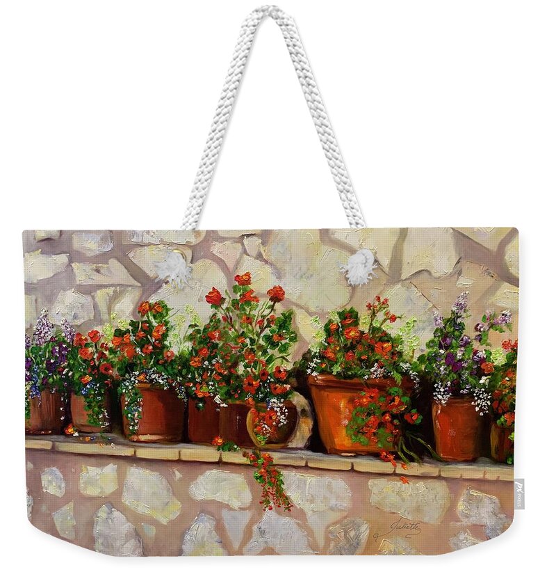 Tuscany Weekender Tote Bag featuring the painting Under The Tuscan Sun by Juliette Becker