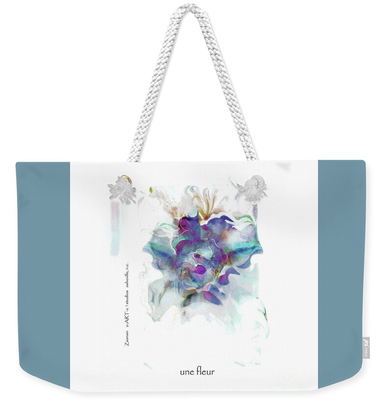 Square Weekender Tote Bag featuring the mixed media UNE FLEUR No. 1 by Zsanan Studio