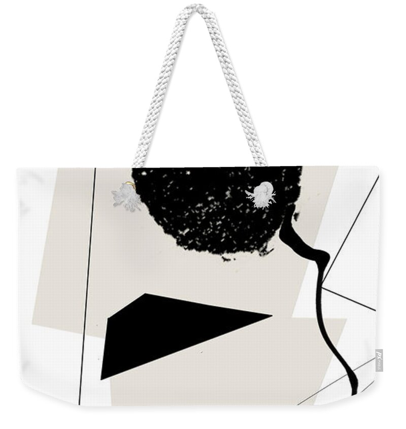Taupe Modern Art Weekender Tote Bag featuring the painting Uneven Elegance No. 4 - Black and Cream Modern Abstract Art by Lourry Legarde