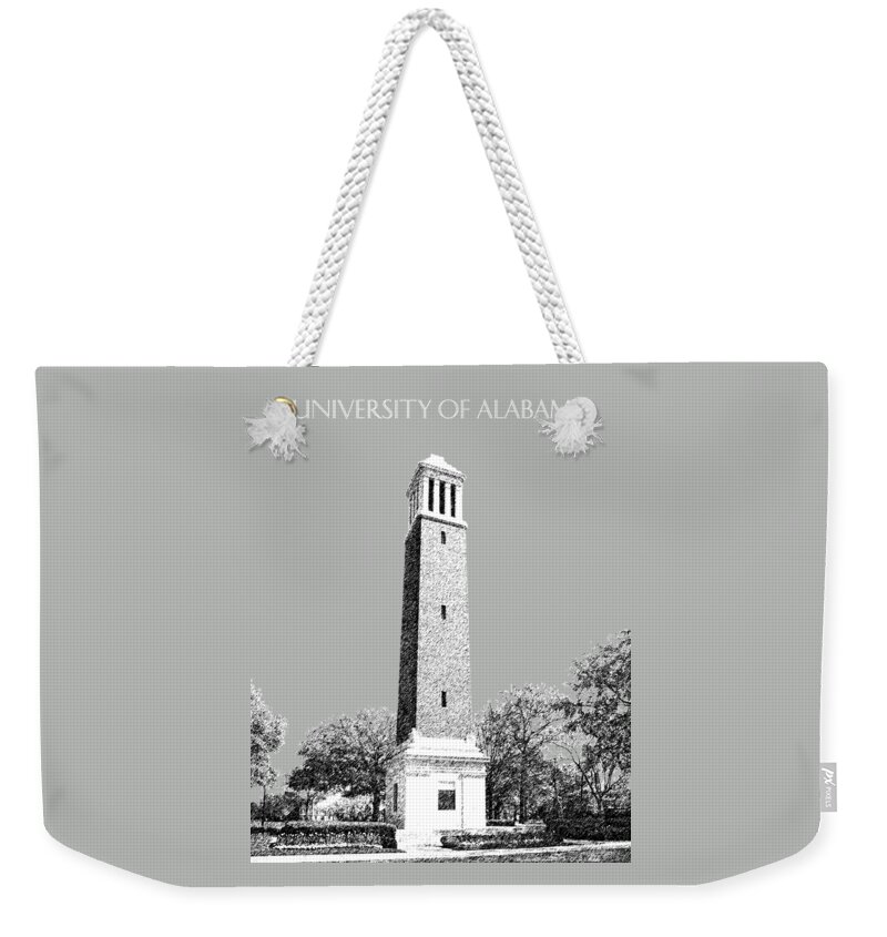 University Weekender Tote Bag featuring the digital art University of Alabama - Silver by DB Artist