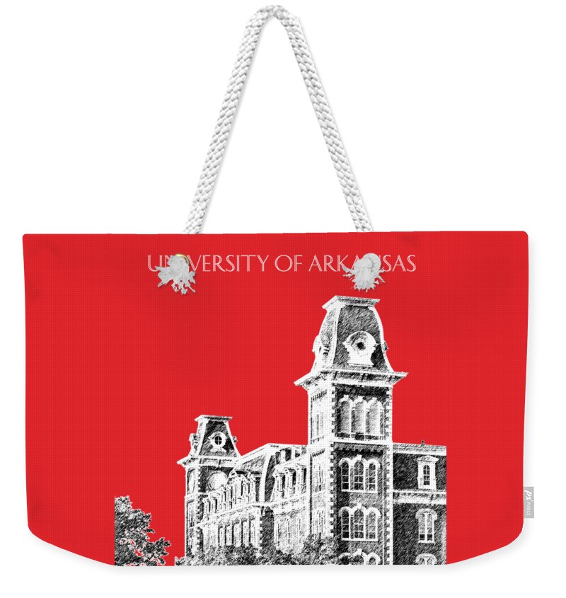 University Weekender Tote Bag featuring the digital art University of Arkansas - Red by DB Artist