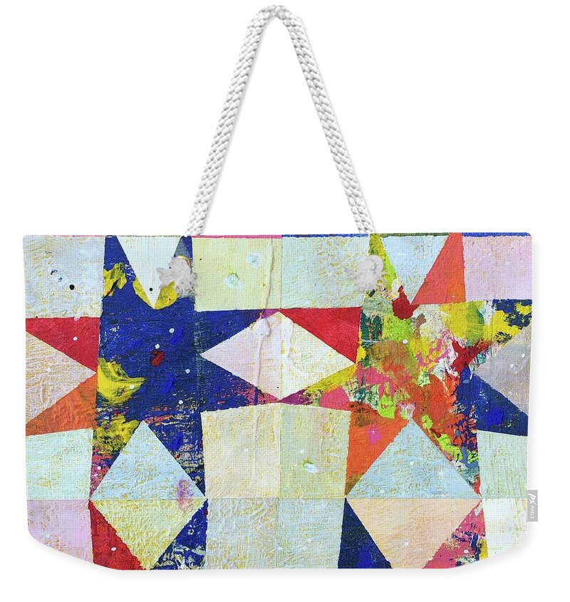 Stars Weekender Tote Bag featuring the painting Uno, Dos, Tres, Cuatro by Cyndie Katz