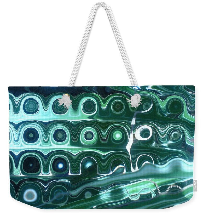 Green Weekender Tote Bag featuring the digital art Unstable Yet Sorta Stable by Andy Rhodes