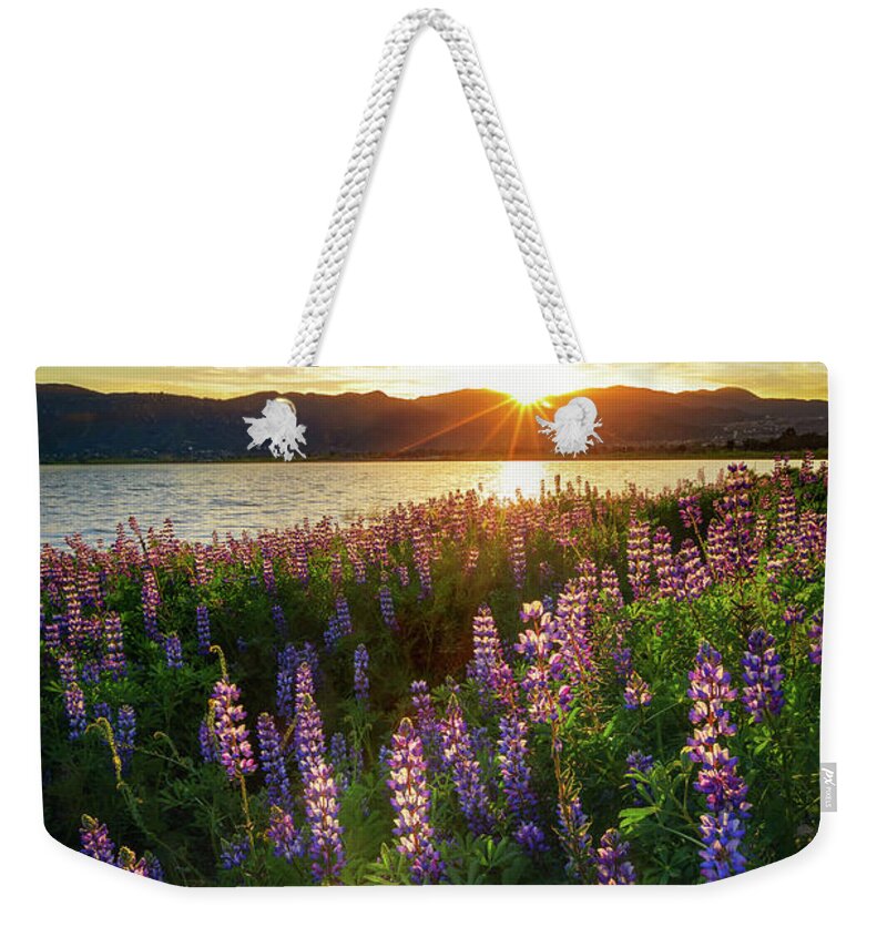 Lupines Weekender Tote Bag featuring the photograph Untamed Beauty by Tassanee Angiolillo