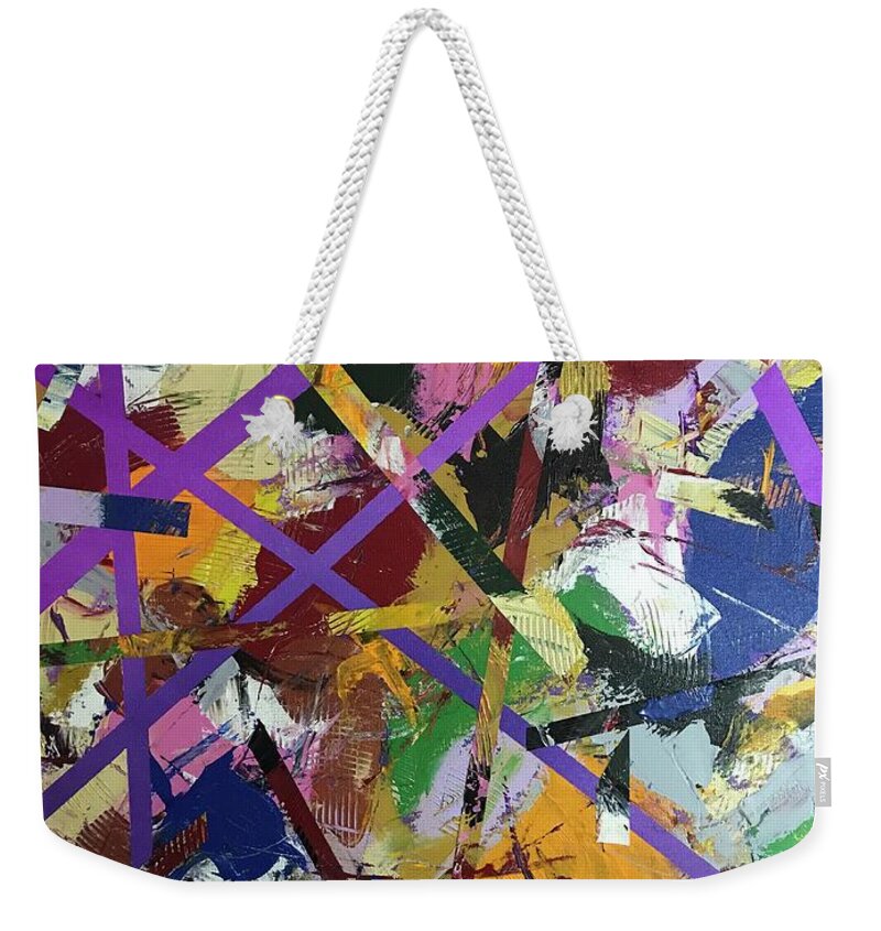 #abstractexpressionism #juliusdewitthannah #untitledseries #acrylicpainting Weekender Tote Bag featuring the painting Untitled #4 by Julius Hannah
