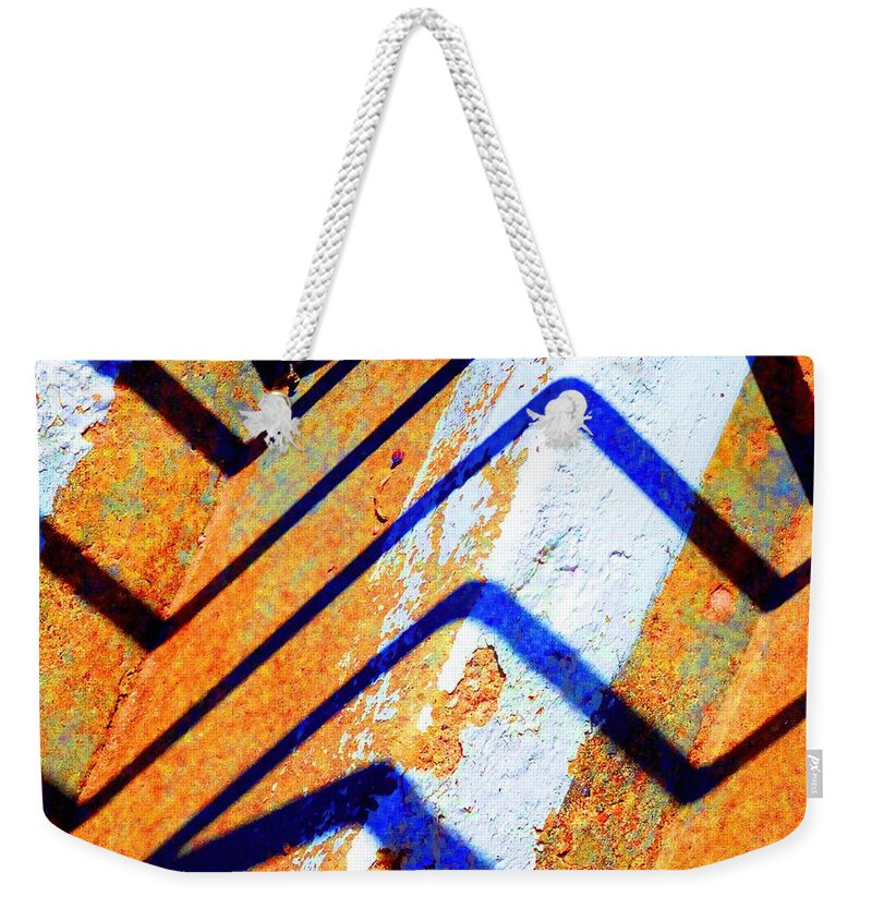 Yellow Weekender Tote Bag featuring the digital art Zig Zag by T Oliver