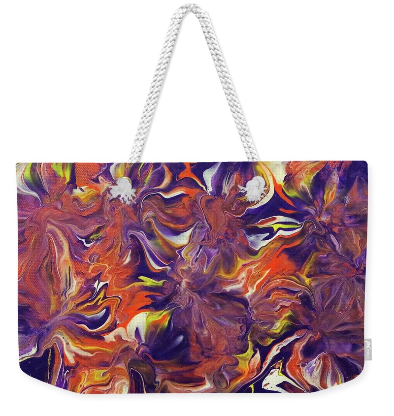 Acrylic Pour Weekender Tote Bag featuring the painting Untitled_003 by Pour Your heART Out Artworks