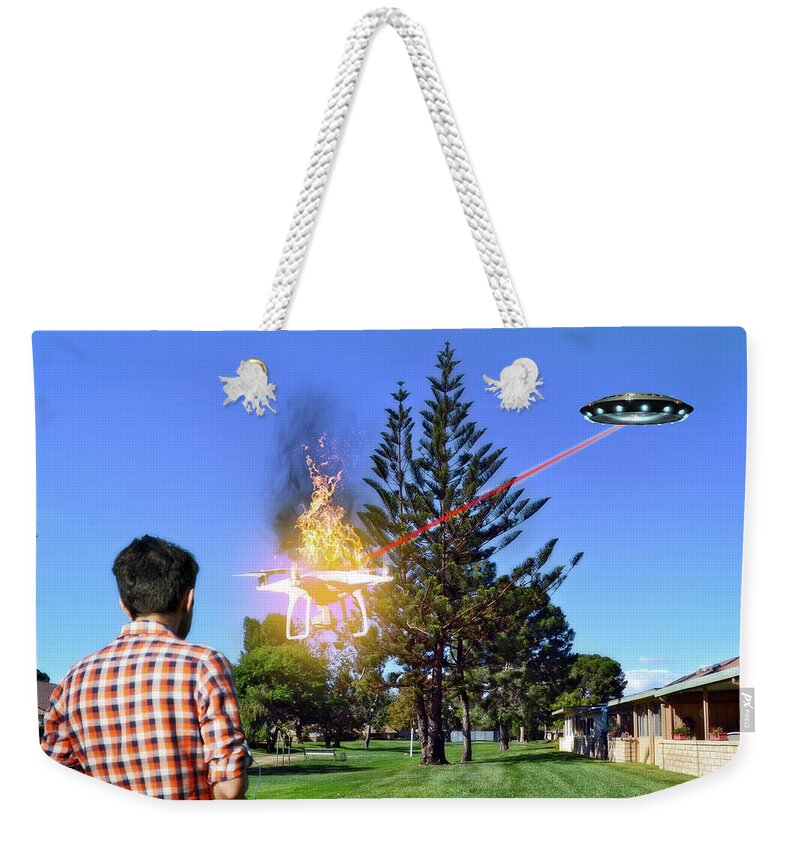 2d Weekender Tote Bag featuring the digital art Unwanted Competition by Brian Wallace