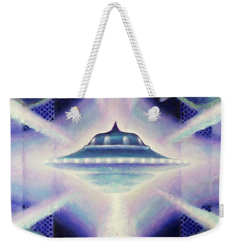 Ufo Weekender Tote Bag featuring the painting Up to the Stars by Kevin Chasing Wolf Hutchins