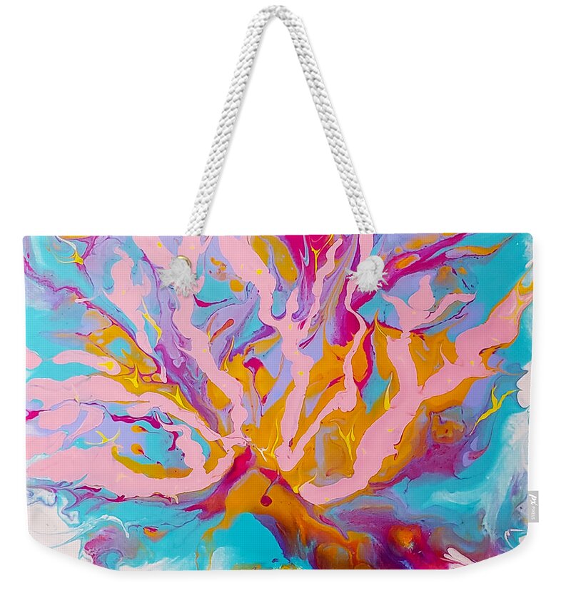 Abstract Weekender Tote Bag featuring the painting Upbeat by Christine Bolden