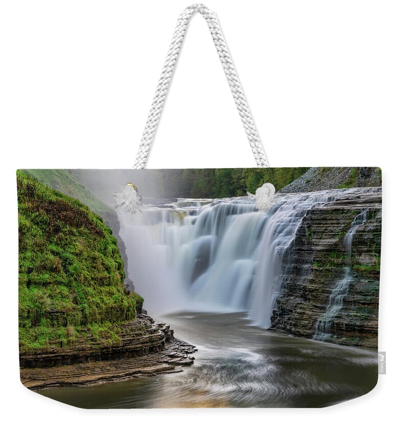 Letchworth Weekender Tote Bag featuring the photograph Upper Falls At Letchworth State Park In New York by Jim Vallee