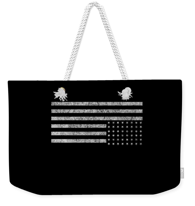 Funny Weekender Tote Bag featuring the digital art Upside Down Flag US Retro by Flippin Sweet Gear