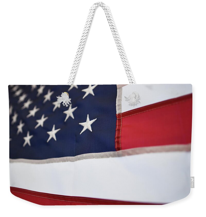 American Flag Weekender Tote Bag featuring the photograph American Flag by Laura Fasulo
