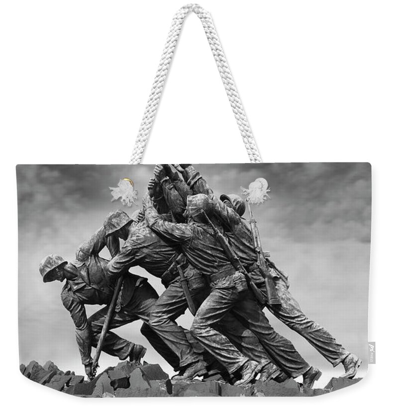 Marine Corp Weekender Tote Bag featuring the photograph US Marine Corps War Memorial by Mike McGlothlen