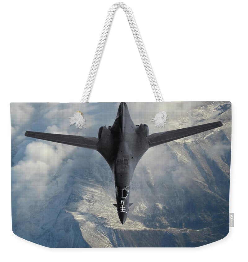 Usaf Weekender Tote Bag featuring the mixed media USAF B-1B Lancer by Erik Simonsen