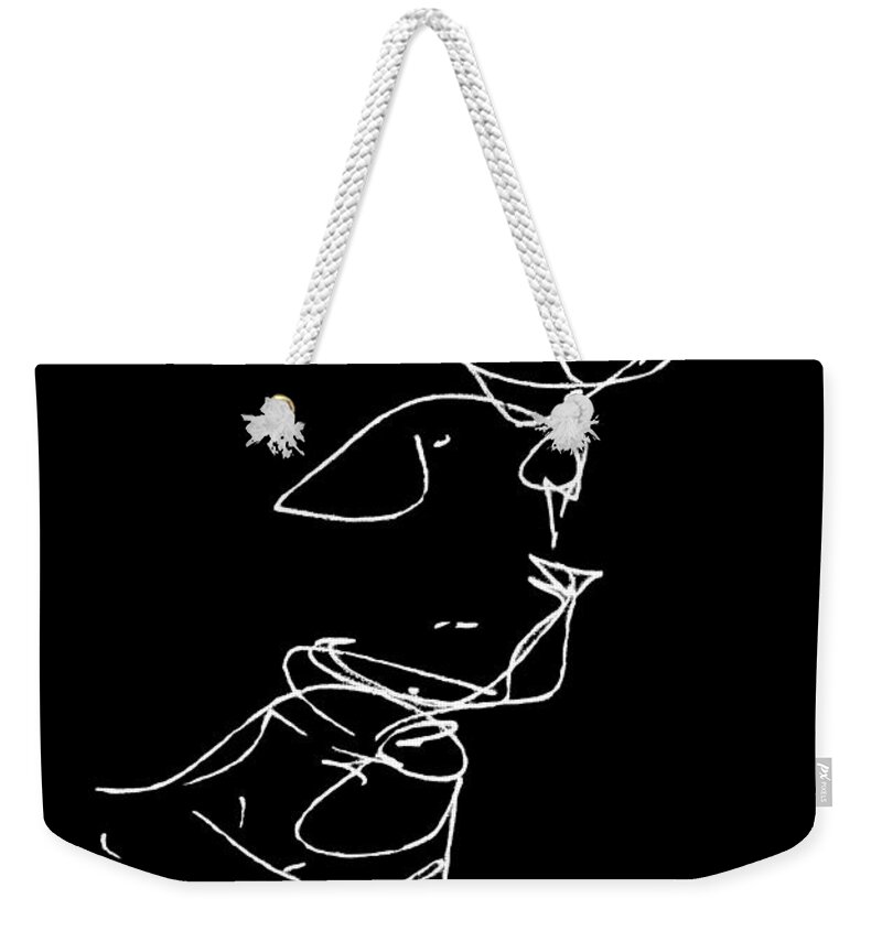 Abstract B-w Weekender Tote Bag featuring the painting Uther Dancing in Moonlight by VIVA Anderson