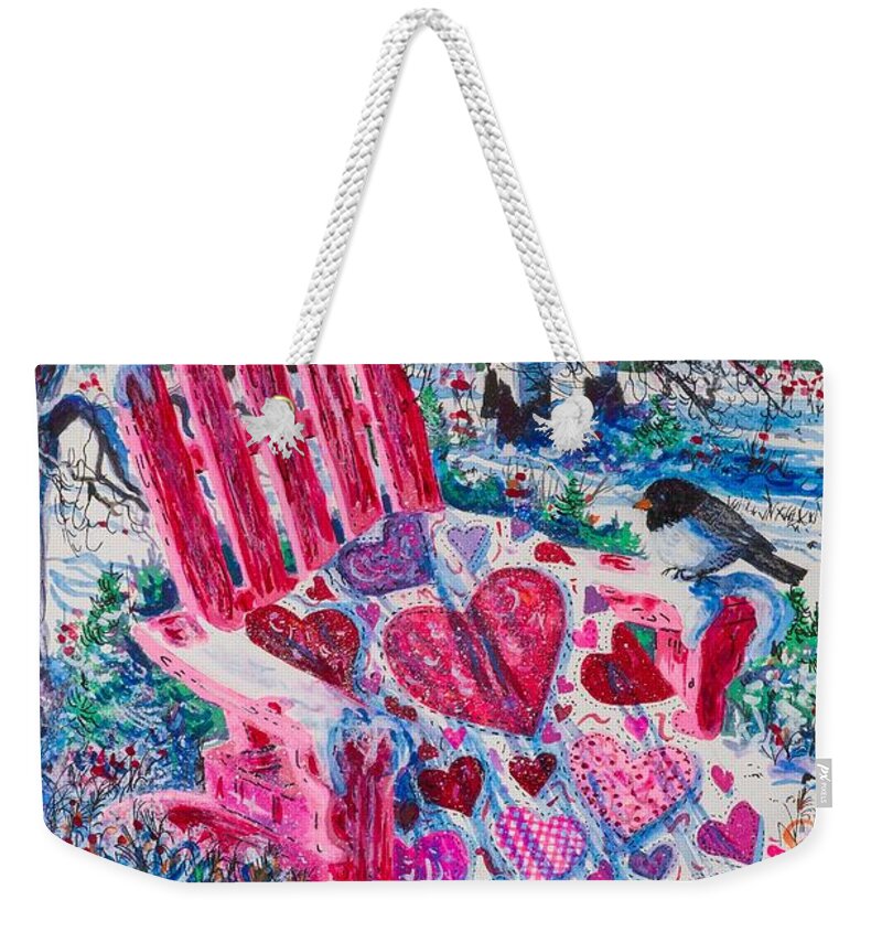 Valentine Weekender Tote Bag featuring the painting Valentine Hearts by Diane Phalen