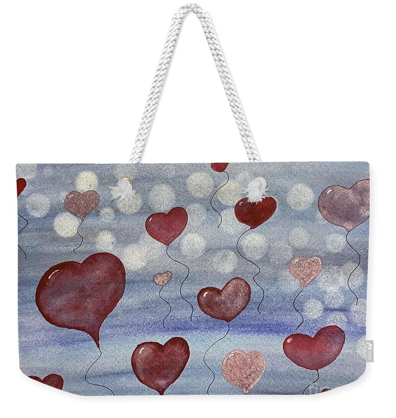 Valentines Day Weekender Tote Bag featuring the painting Valentine's Day in Seattle by Lisa Neuman