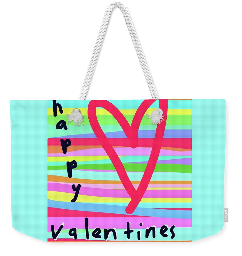 Valentine Weekender Tote Bag featuring the drawing Valentines Stripe by Ashley Rice
