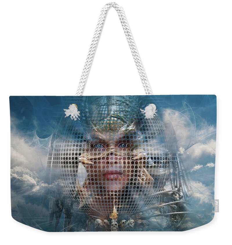 Digital Art Weekender Tote Bag featuring the digital art Valkyrie Phantom or Optical Illusion of Face by George Grie