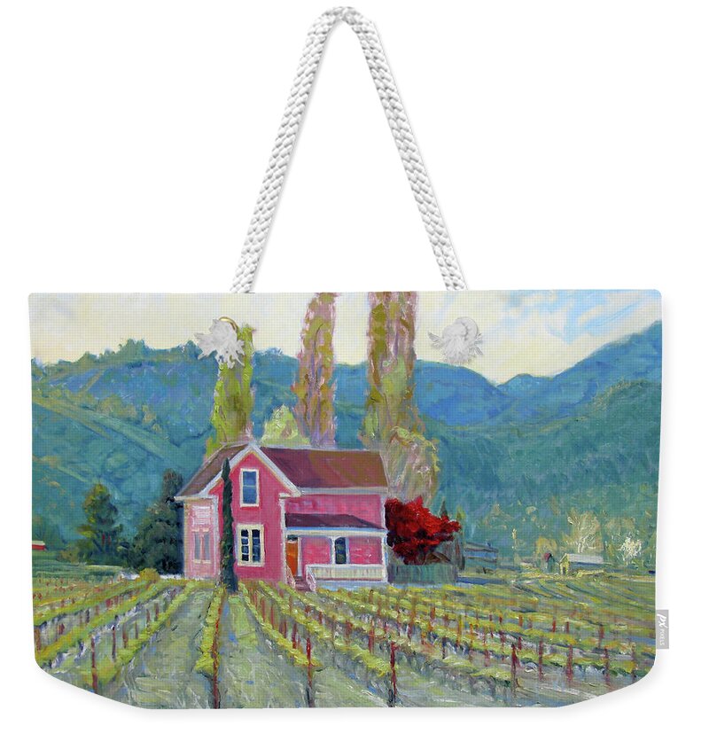 Vineyard Weekender Tote Bag featuring the painting Valley Victorian by John McCormick