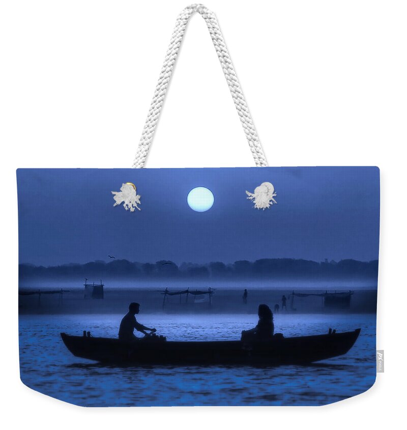 Photography Weekender Tote Bag featuring the photograph Varanasi Boat Ride at Night by Craig Boehman