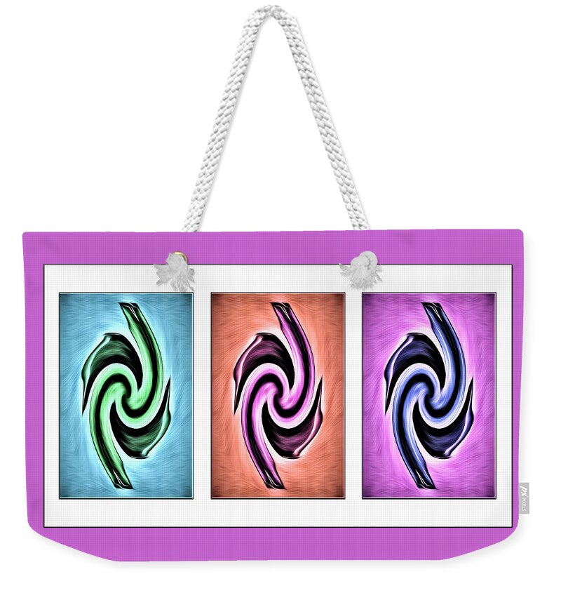Living Room Weekender Tote Bag featuring the digital art Vases in Three - Abstract White by Ronald Mills