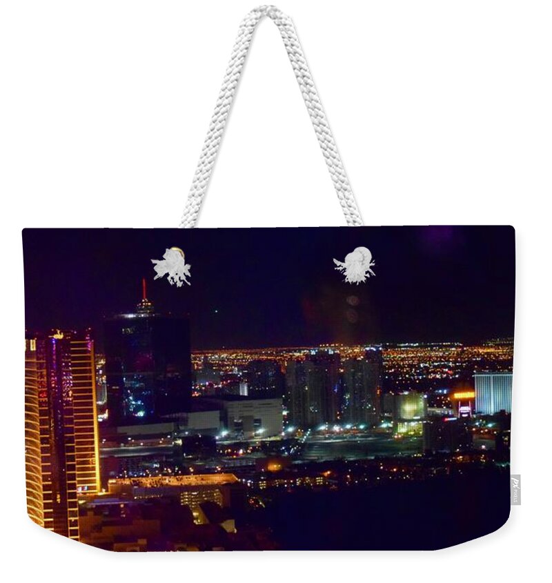 Las Weekender Tote Bag featuring the photograph Vegas Skyline by Bnte Creations