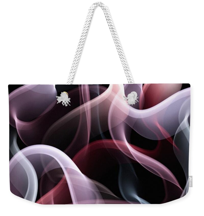 Veil Weekender Tote Bag featuring the digital art Veil Abstract - Reds by Marianna Mills