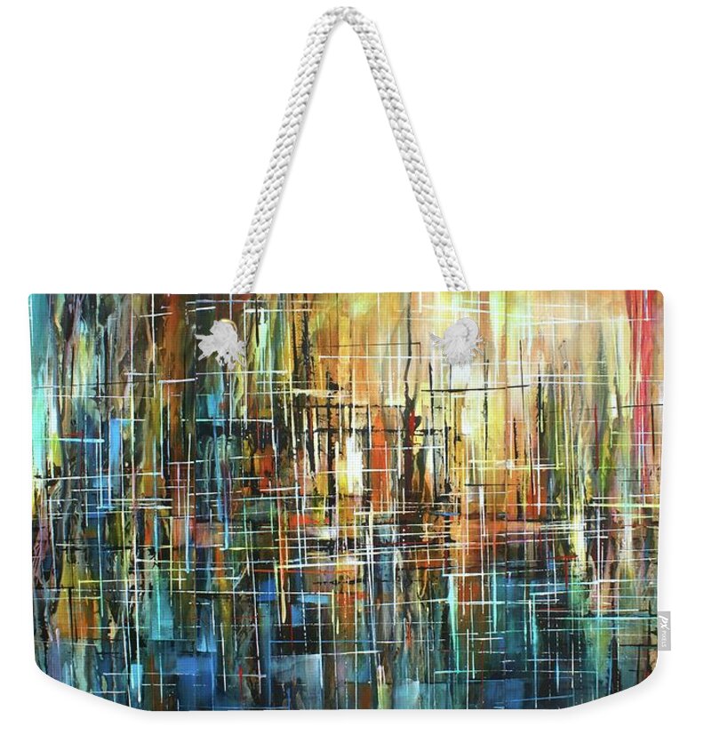 Weekender Tote Bag featuring the painting Veil of deceit by Michael Lang