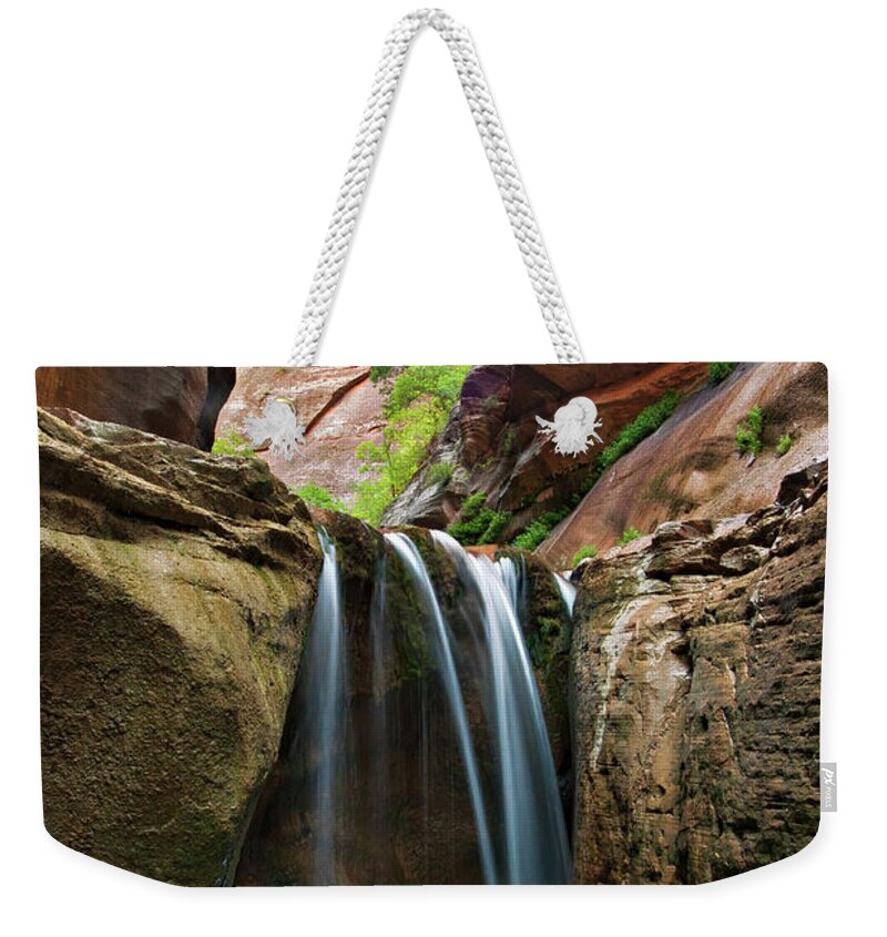 Veiled Falls Narrows Weekender Tote Bag featuring the photograph Veiled Falls by Wesley Aston