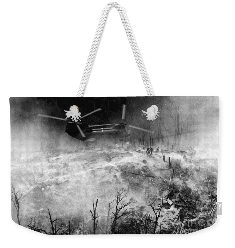 1969 Weekender Tote Bag featuring the photograph Veitnam War Helicopter, 1969 by Jim De Witt