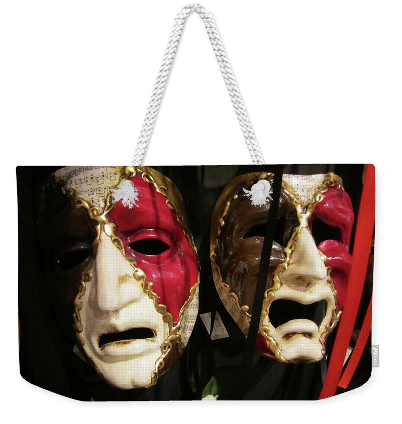 Venice Italy Weekender Tote Bag featuring the photograph Venice Carnival Night by Nancy Merkle