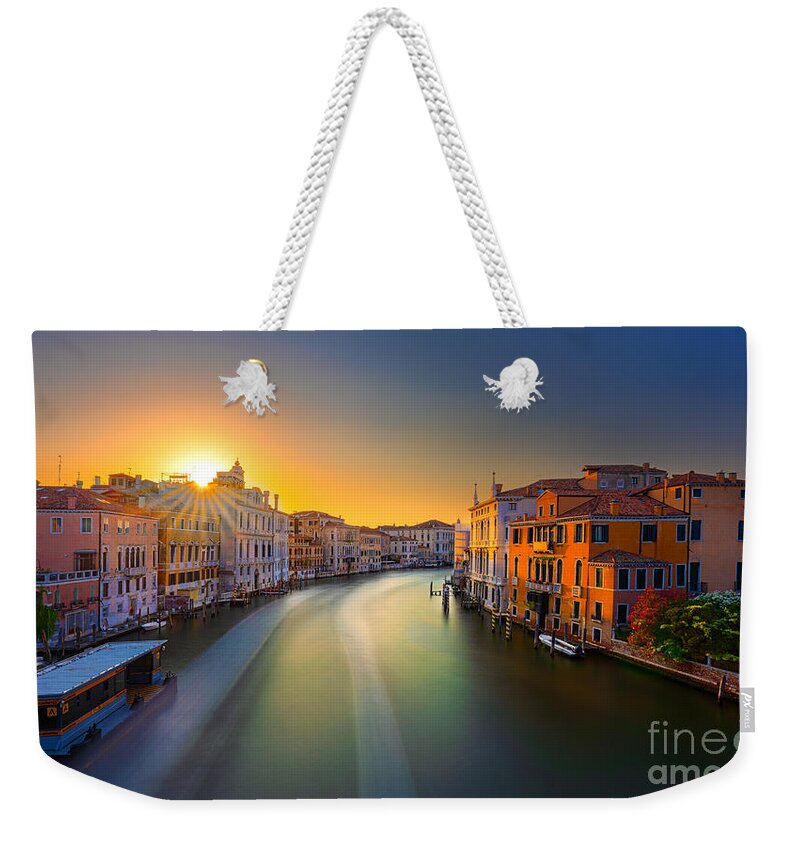 Canal Grande Weekender Tote Bag featuring the photograph Venice Sunset on the Grand Canal by The P
