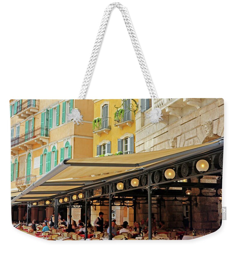 Verona Weekender Tote Bag featuring the photograph Verona Italy Restaurante 8516 by Jack Schultz